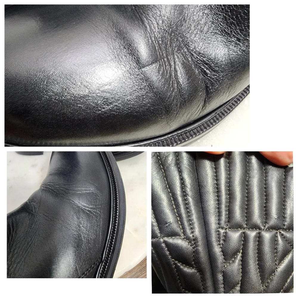 Aquatalia Women's Bonnie Winter Boots Sz 9 Quilted Black Leather Made in Italy